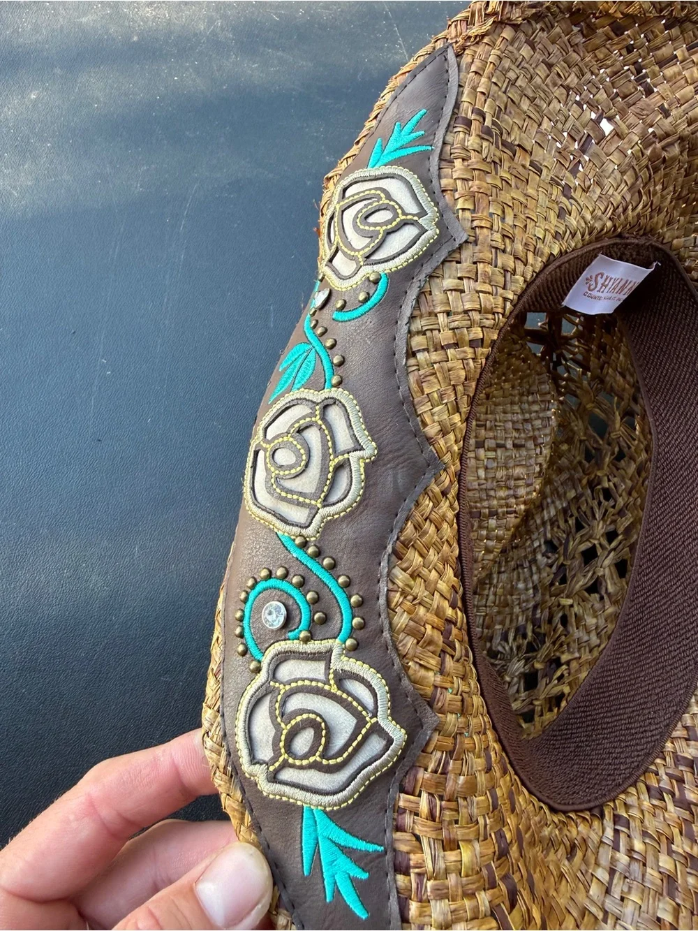 Shyanne Straw Cowboy Hat Western Turquoise Boho Festival SHD6230-BR